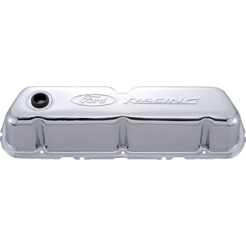 Ford Racing 302-070 Ford Racing Embossed Logo Stamped Steel Valve Covers Chrome