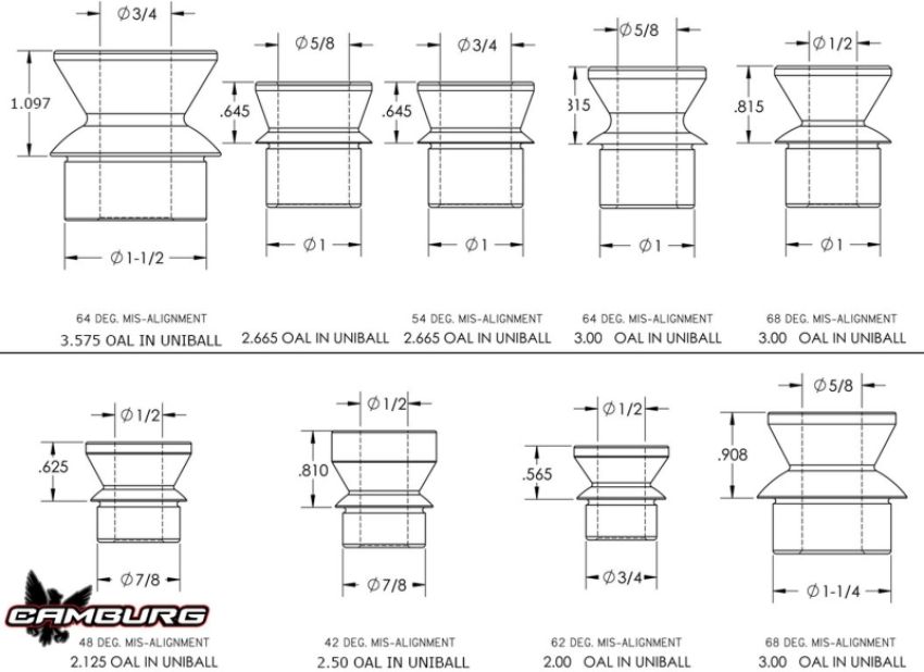 Camburg CAM-040119 1in. x 5/8in. Hi-misalignment Spacers (pair)