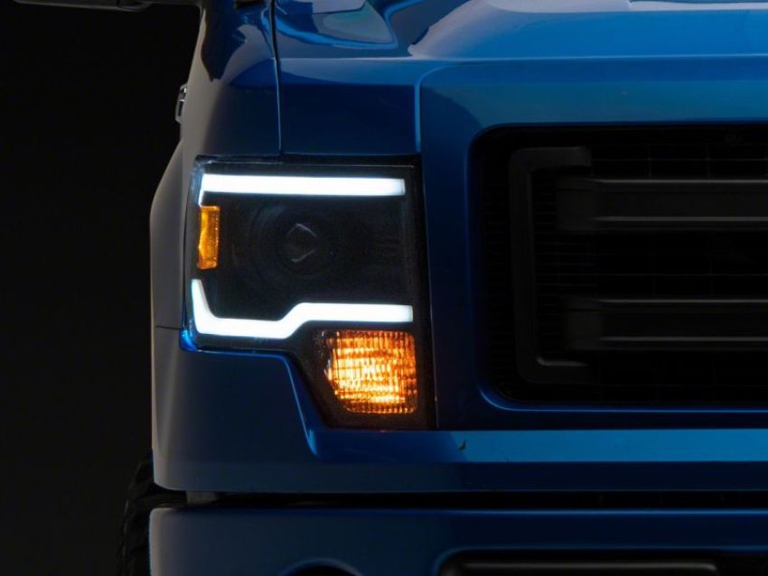 Raxiom T566369 09-14 Ford F-150 Axial Series Projector Headlights w/ LED Light Bar- Blk Housing (Clear Lens)