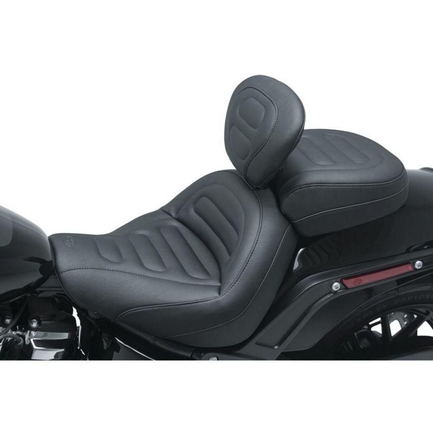Mustang Motorcycle 79334 Mustang 18-21 Harley Fat Bob Standard Touring Solo Seat w/Driver Backrest - Black