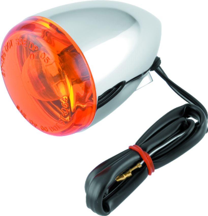 Bikers Choice 489936 Chrome Bullet Front Turn Signal Amber Lens Single Filament Replaces H-D 68885-00