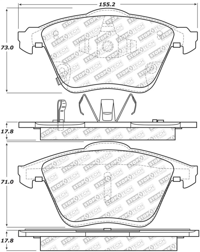 Stoptech 305.11860 Street Select Brake Pads w/Hardware - Front