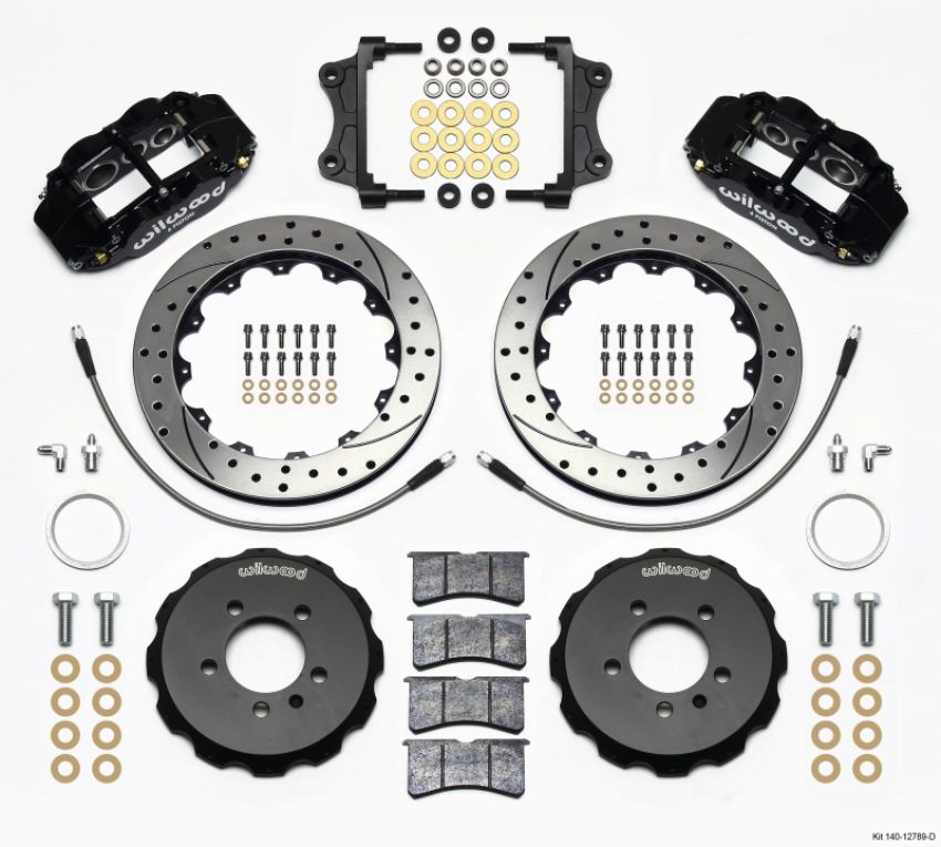 Wilwood 140-12789-D Narrow Superlite 6R Front Hat Kit 12.88in Drilled 06-12 Volkswagen GTI w/ Lines