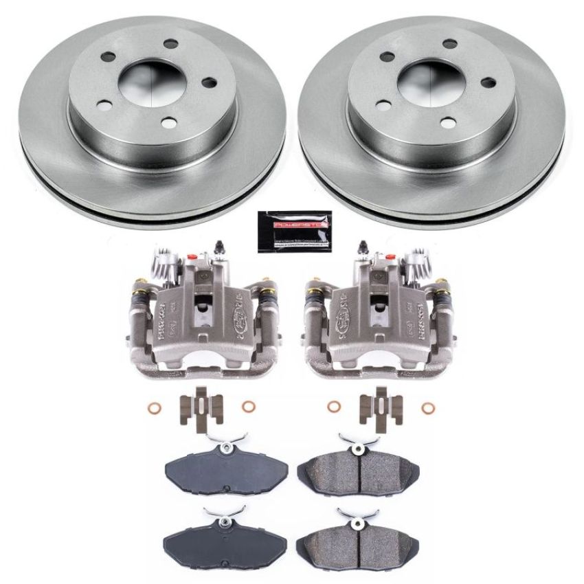 PowerStop KCOE1297 OE Stock Replacement Low-Dust Ceramic Brake Pad, Rotor and Caliper Kit