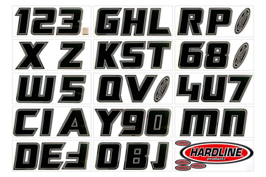 Hardline Black900 Boat Lettering Registration Installation Kit 3 in. - 900 Black