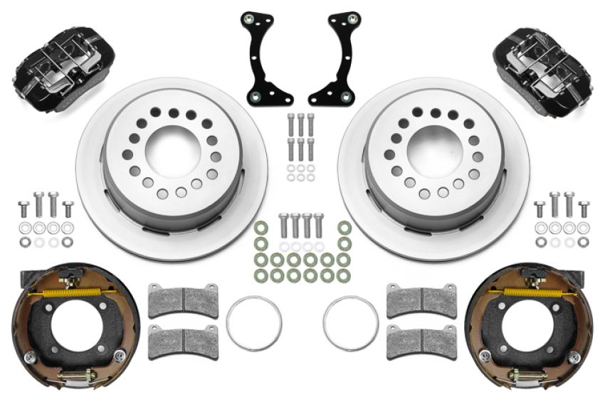 Wilwood 140-17120 Chevy Monte Carlo Forged 4 Piston DynaPro Black Caliper HP32 VV Plain Rotor - 11.00x0.81