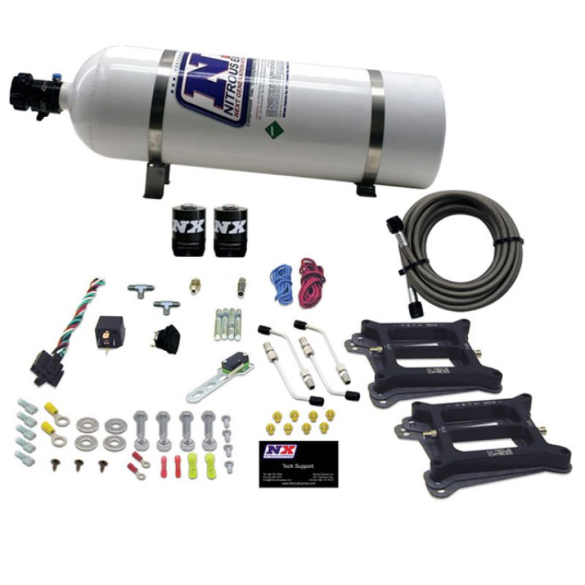 Nitrous Express 50245-15 DUAL 4150/ALCOHOL (100-200-300-400-500HP) WITH 15LB BOTTLE