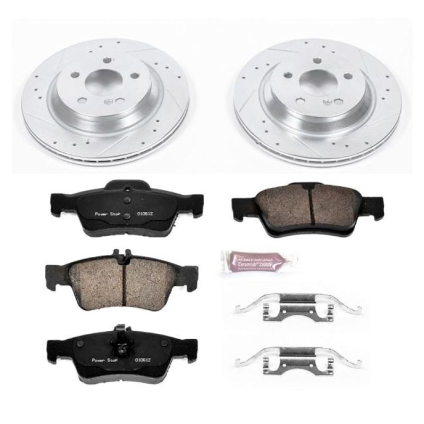 PowerStop K6567 Z23 Daily Driver Carbon-Fiber Ceramic Brake Pad and Drilled & Slotted Rotor Kit