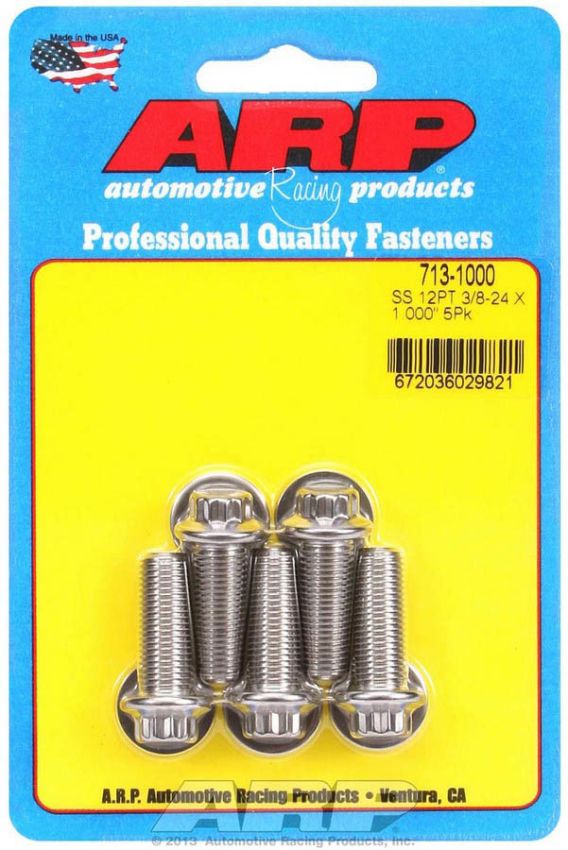 ARP ARP713-1000 S/S Bolt Kit - 12pt. (5) 3/8-24 x 1.000