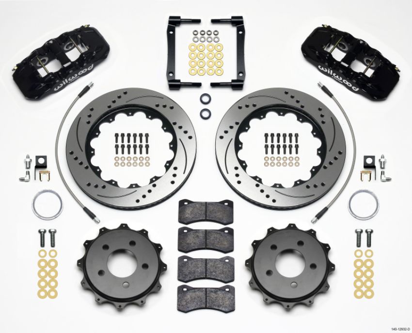 Wilwood 140-12932-D AERO4 Rear Kit 14.25in Drilled 2008-2009 Pontaic G8 w/Lines