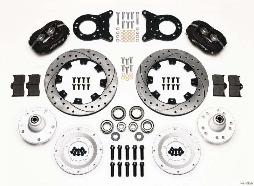 Wilwood 140-11072-D Forged Dynalite Front Kit 12.19in Drilled 1965-1969 Mustang Disc & Drum Spindle