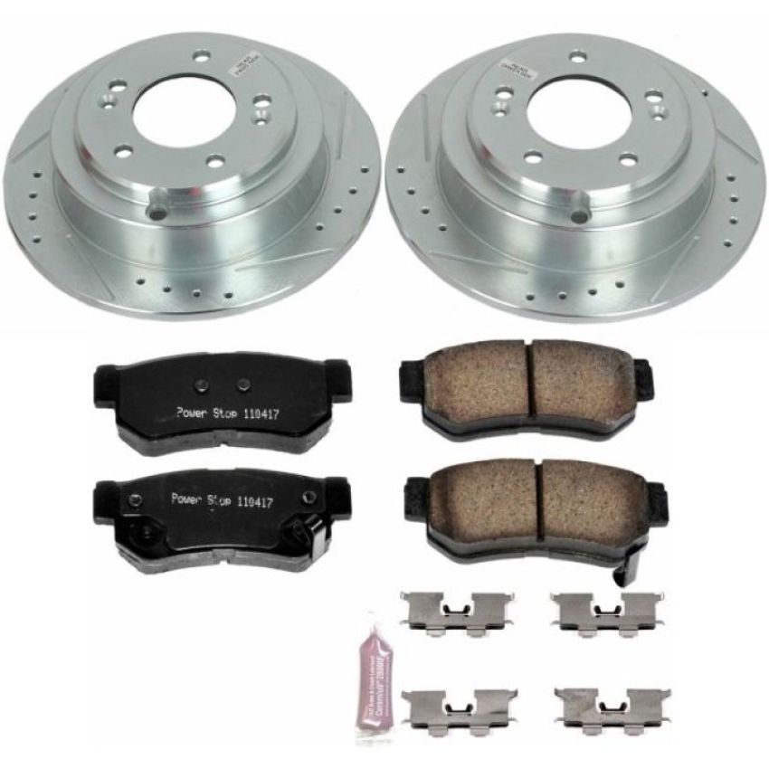 PowerStop K5917 Z23 Daily Driver Carbon-Fiber Ceramic Brake Pad and Drilled & Slotted Rotor Kit