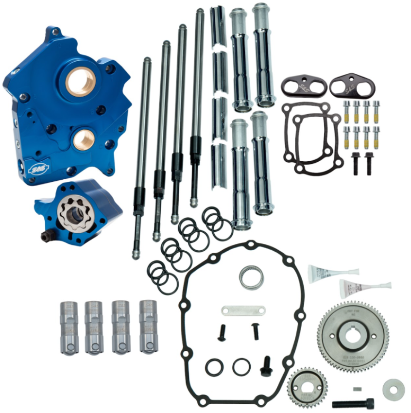 S&S Cycle 310-1261 2017+ M8 Water Cooled Models Gear Drive Cam Chest Kit w/o Cam - Chrome Pushrod Tubes