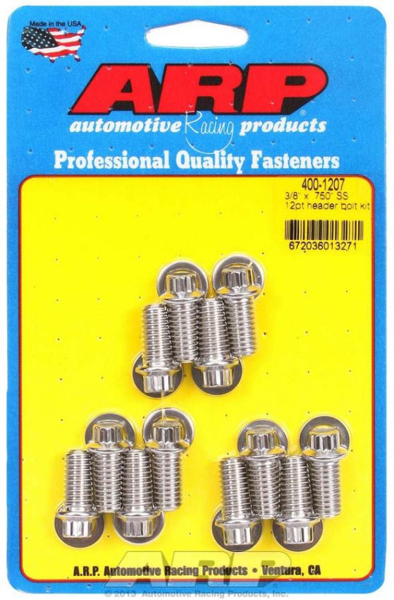 ARP ARP400-1207 S/S Header Bolt Kit - 3/8 x .750 UHL (12)
