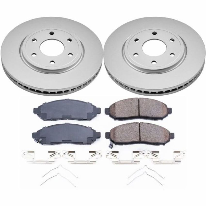 PowerStop CRK8324 Genuine Geomet Coated Rotor and Low-Dust Ceramic Brake Pad Kit