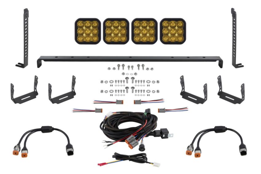 Diode Dynamics DD7549 14-23 Toyota 4Runner SS5 Stealth Grille LED 4-Pod Kit - Yellow Pro Driving