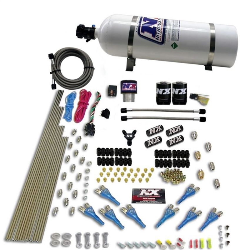 Nitrous Express 90206-15 PRO-SHK/GAS (200,300,400,500,600HP) 2 FUEL, 1 SUPERSHARK SOLENOID W/ 15LB BOTTLE