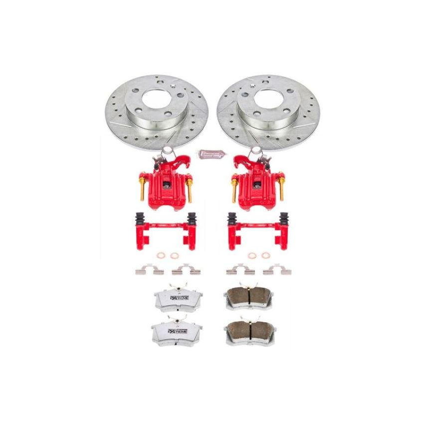 PowerStop KC3129-26 Z26 Street Performance Ceramic Brake Pad, Drilled Slotted Rotor, and Caliper Kit
