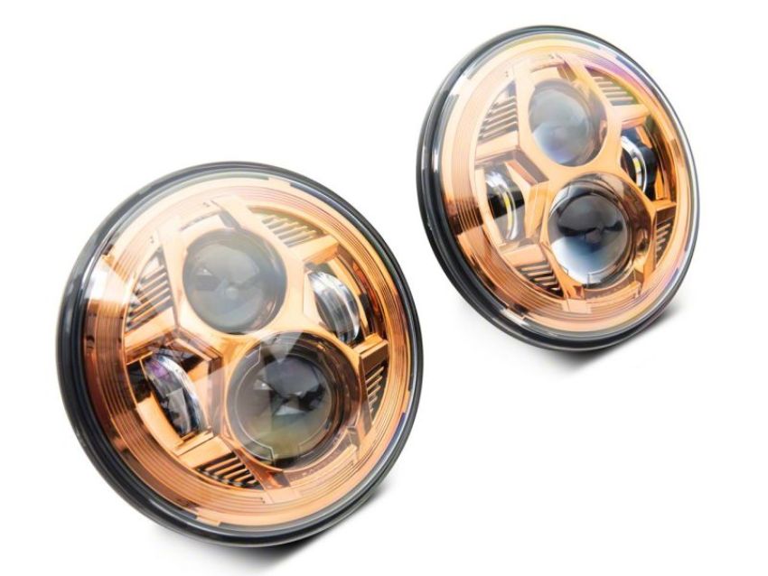 Raxiom J154700 07-18 Jeep Wrangler JK 7-In LED Headlights Orange Housing- Clear Lens