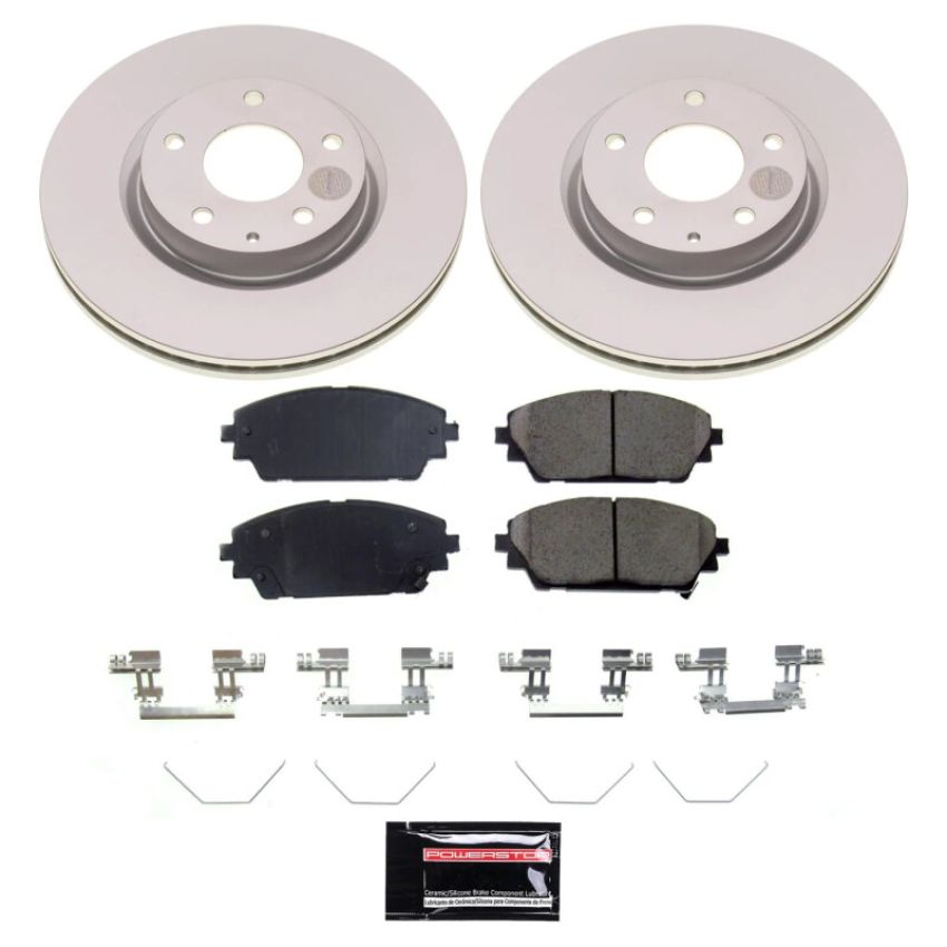 PowerStop CRK8754 Genuine Geomet Coated Rotor and Low-Dust Ceramic Brake Pad Kit