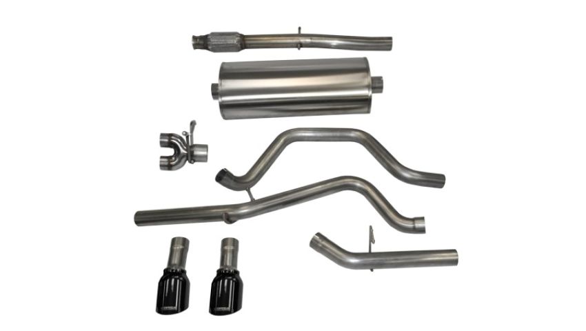 CORSA Performance 14870BLK Corsa 2014-2019 C Sierra/Chevy Silv 1500 Crew Cab/Std. Bed 5.3L V8 Black Sport Dual Rear CB Exhaust