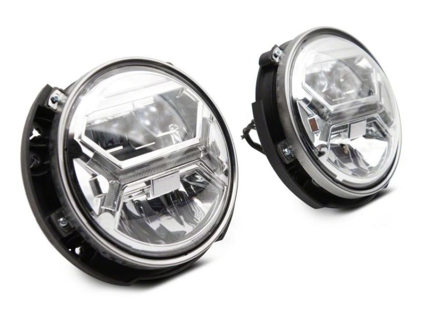 Raxiom J121872 07-18 Jeep Wrangler JK LED Halo Projector Headlights- Chrome Housing (Clear Lens)