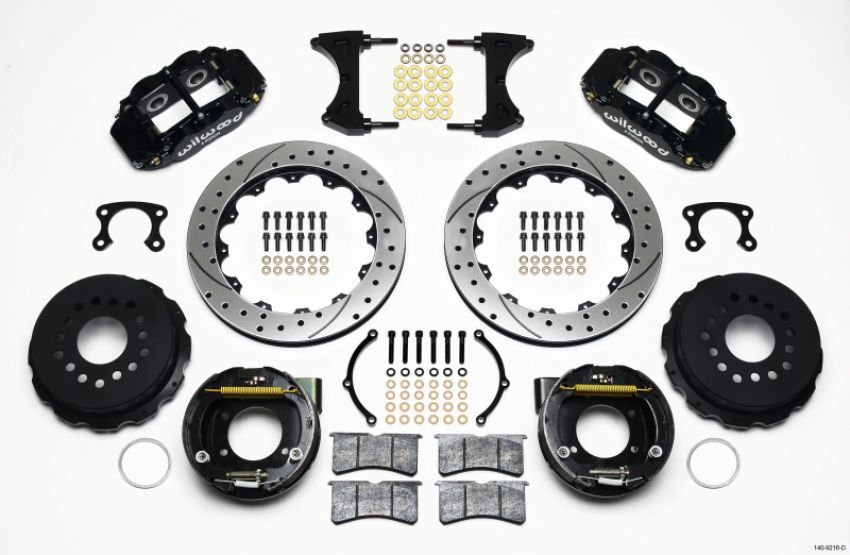 Wilwood 140-9216-D Narrow Superlite 4R Rear P-Brk Kit 12.88in Drilled Small Ford 2.66in Offset