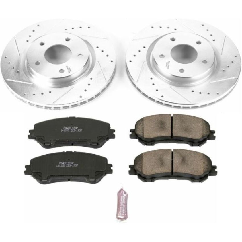 PowerStop K7036 Z23 Daily Driver Carbon-Fiber Ceramic Brake Pad and Drilled & Slotted Rotor Kit