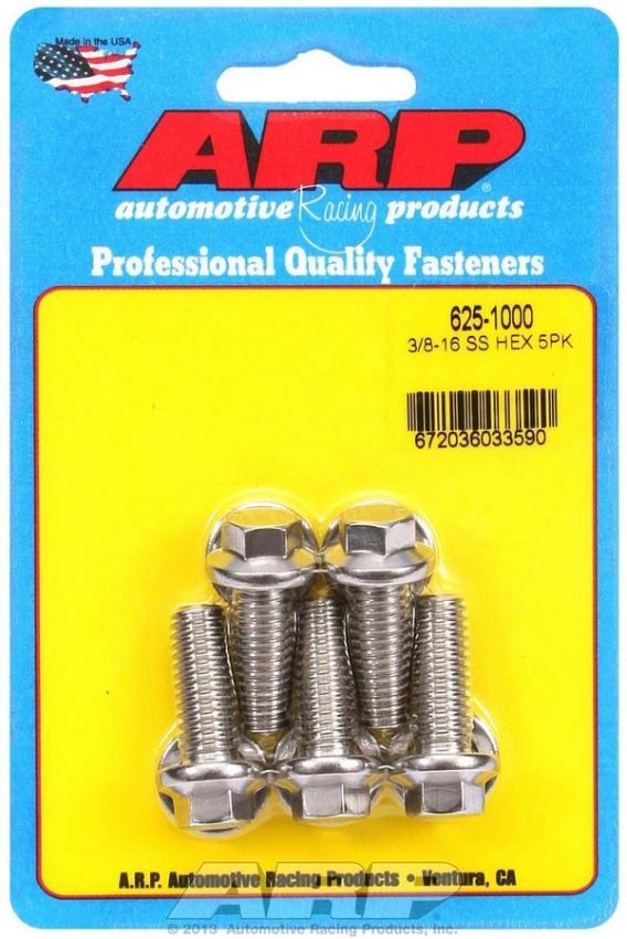 ARP ARP625-1000 S/S Bolt Kit - 6pt. (5) 3/8-16 x 1.000