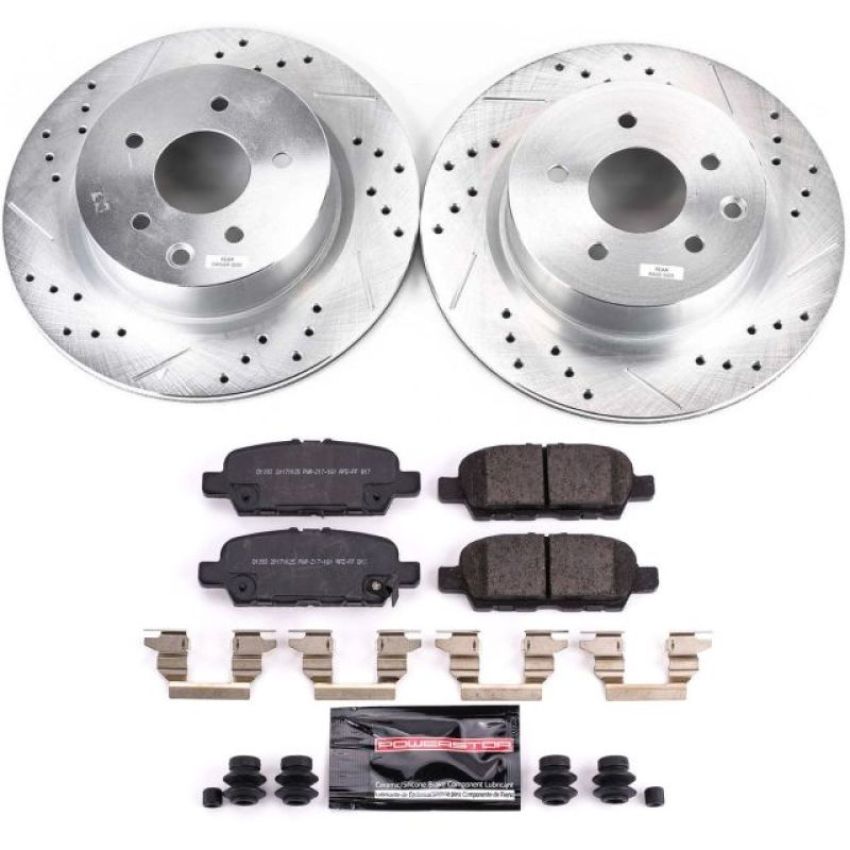 PowerStop K8062 Z23 Daily Driver Carbon-Fiber Ceramic Brake Pad and Drilled & Slotted Rotor Kit