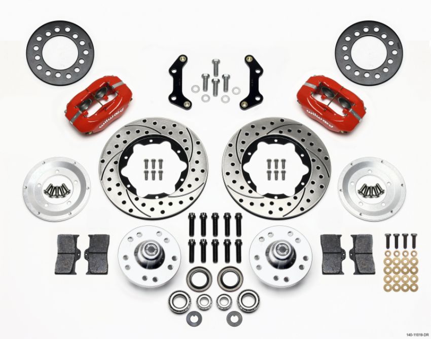 Wilwood 140-11019-DR Forged Dynalite Front Kit 11.00in Drilled Red 73-80 CDP A B E & F Body