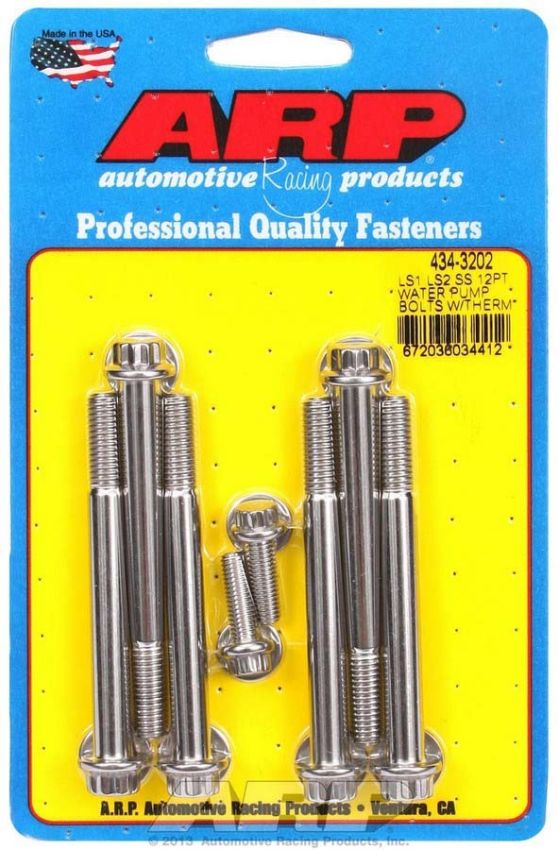 ARP ARP434-3202 S/S W/P & Thermostat Hsg Bolt Kit - 12pt. LS1/LS2