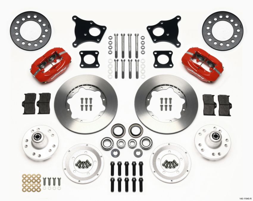 Wilwood 140-11940-R Forged Dynalite Front Kit 11.00in Red AMC 71-76 OE Disc w/o Bendix Brakes