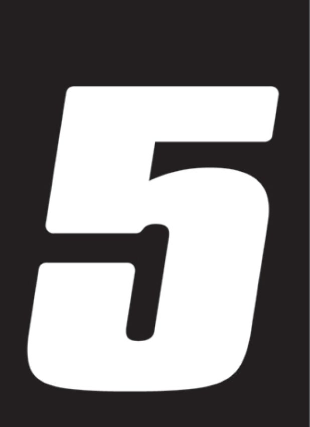 Hardline DD43W-5 Dirt Digits 3pk 4 in. - High Gloss Number 5 - White
