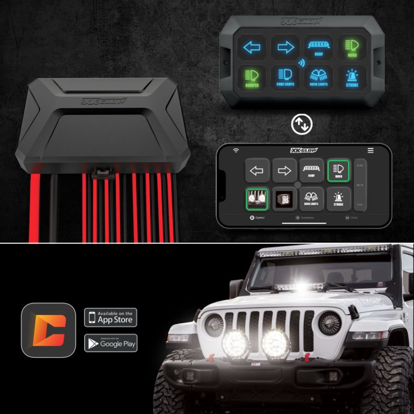 XKGLOW XK-CMD-KIT XK Glow XKcommand Bluetooth Switch Panel for Lights 12V Accessory Offroad