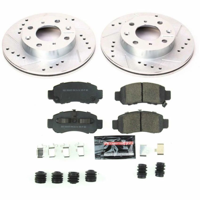 PowerStop K5224 Z23 Daily Driver Carbon-Fiber Ceramic Brake Pad and Drilled & Slotted Rotor Kit