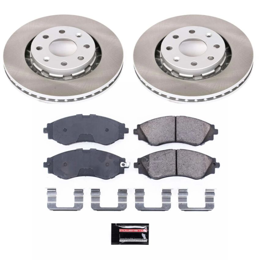 PowerStop SC5893 Semi-Coated Rotor and Low-Dust Ceramic Brake Pad Kit