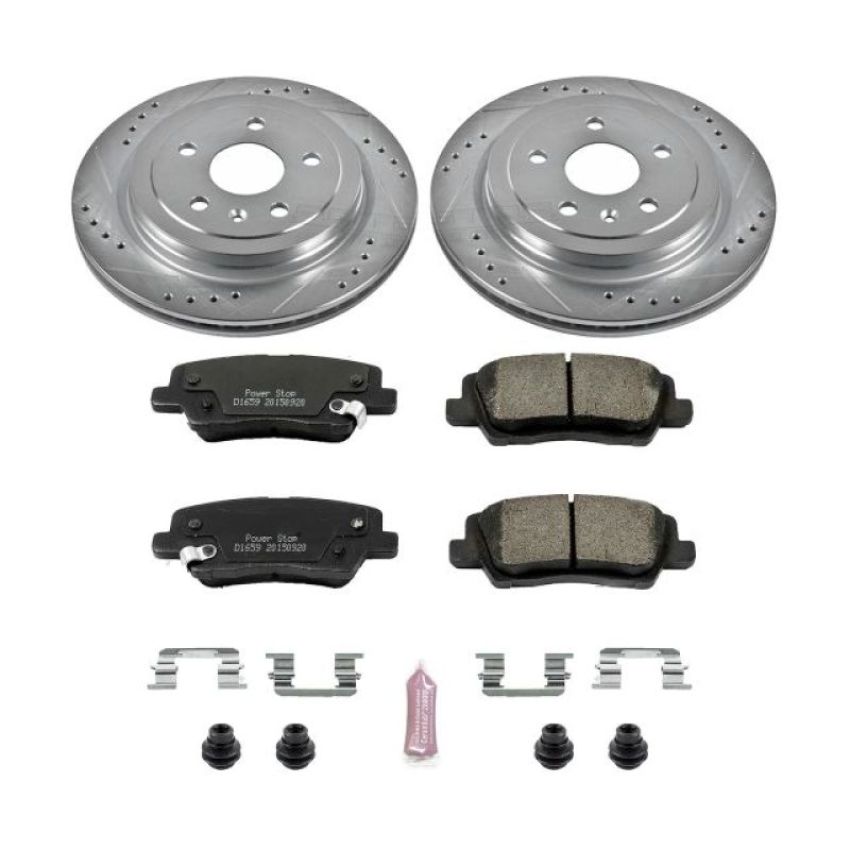 PowerStop K6991 Z23 Daily Driver Carbon-Fiber Ceramic Brake Pad and Drilled & Slotted Rotor Kit