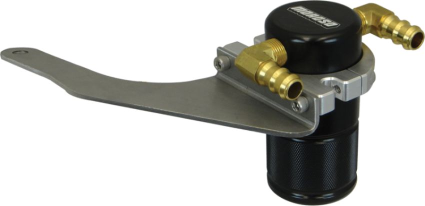 Moroso 85681 15-17 Ford Mustang GT Air/Oil Separator Catch Can - Small Body - Billet Aluminum - Black