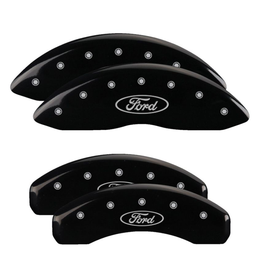 MGP 10146SFRDBK 4 Caliper Covers Engraved Front & Rear Oval logo/Ford Black finish silver ch