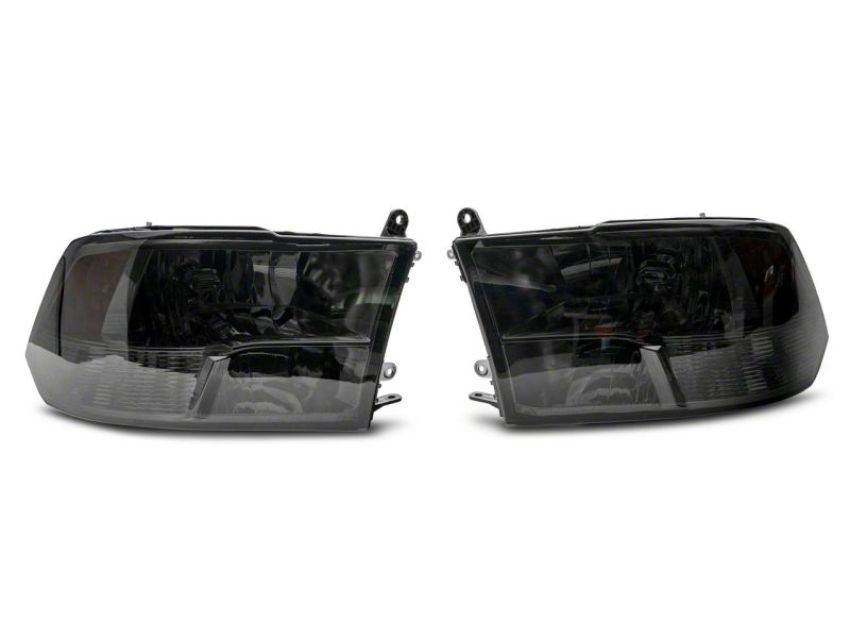 Raxiom R118021 09-18 Dodge RAM 1500 Axial OEM Rep Headlights w/ Dual Bulb- Chrome Housing (Smoked Lens )