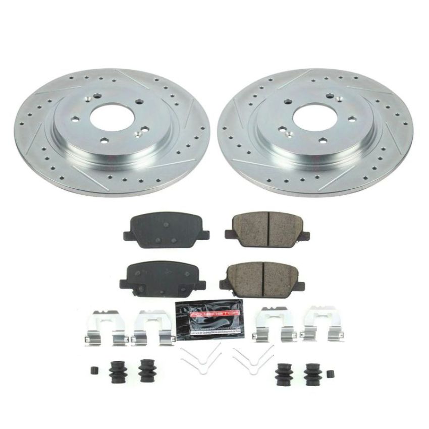 PowerStop K8310 Z23 Daily Driver Carbon-Fiber Ceramic Brake Pad and Drilled & Slotted Rotor Kit