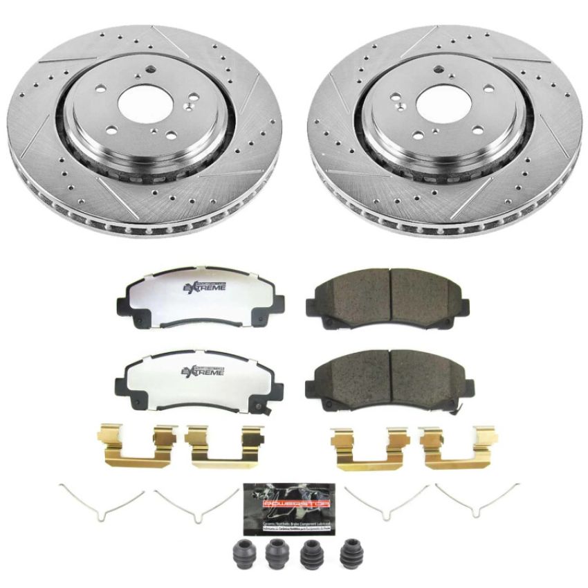 PowerStop K7214-26 Z26 Street Performance Ceramic Brake Pad and Drilled & Slotted Rotor Kit
