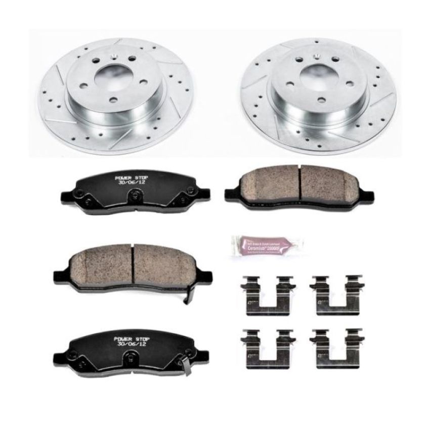 PowerStop K4658 Z23 Daily Driver Carbon-Fiber Ceramic Brake Pad and Drilled & Slotted Rotor Kit