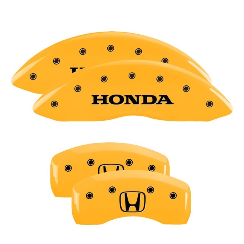 MGP 20219SHOHYL 4 Caliper Covers Engraved Front Honda Engraved Rear H Logo Yellow finish black ch
