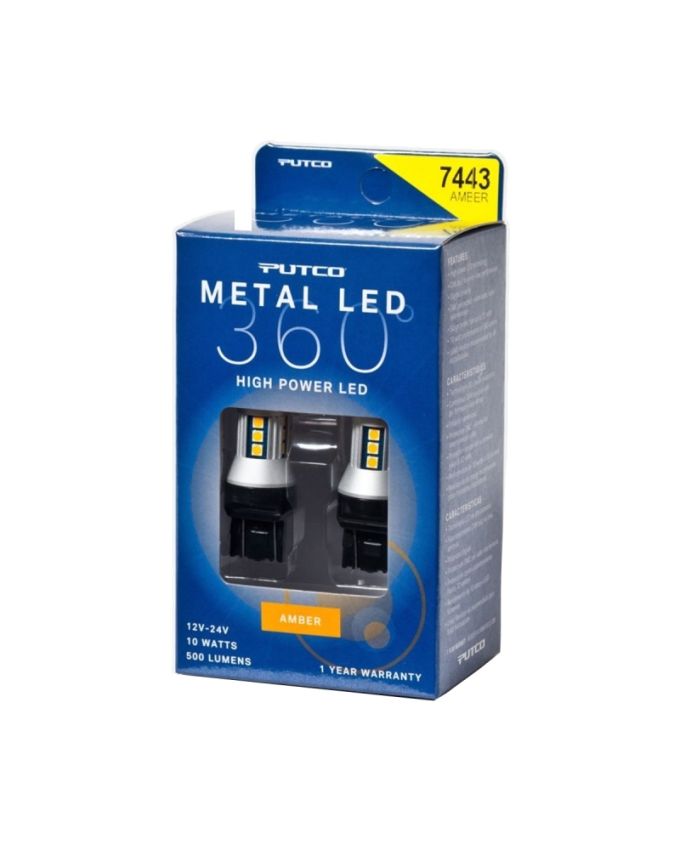 Putco 347443A-360 7443 - Amber Metal 360 LED