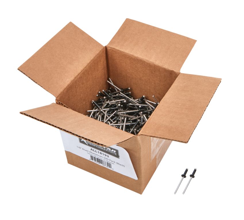 ALLSTAR PERFORMANCE ALL18193 1/8in Alum Rivet Black 500pk 1/8in-1/4in