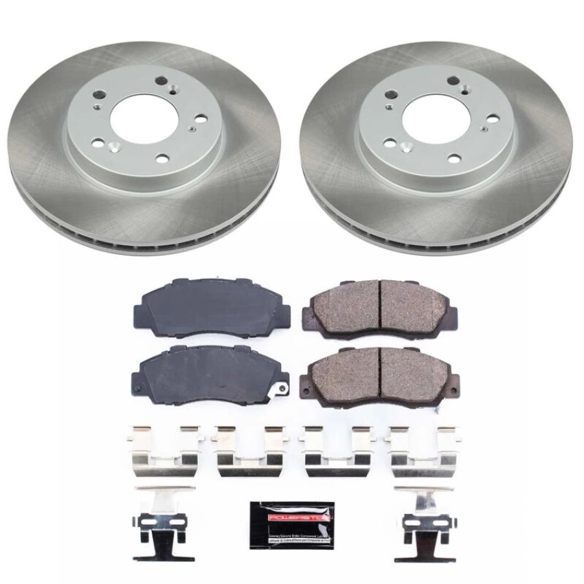 PowerStop SC704 Semi-Coated Rotor and Low-Dust Ceramic Brake Pad Kit
