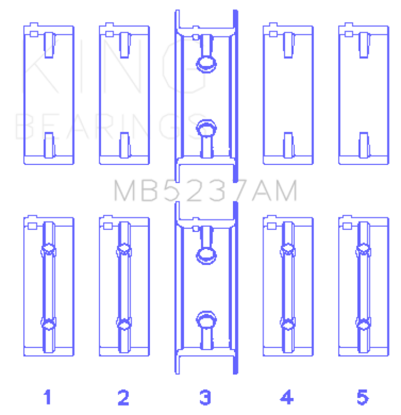 King Engine Bearings MB5237AM0.25 Mitsubishi 4G12 (Size +0.25mm) Main Bearing Set