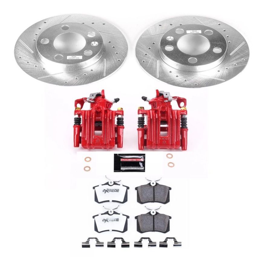 PowerStop KC847A-26 Z26 Street Performance Ceramic Brake Pad, Drilled Slotted Rotor, and Caliper Kit